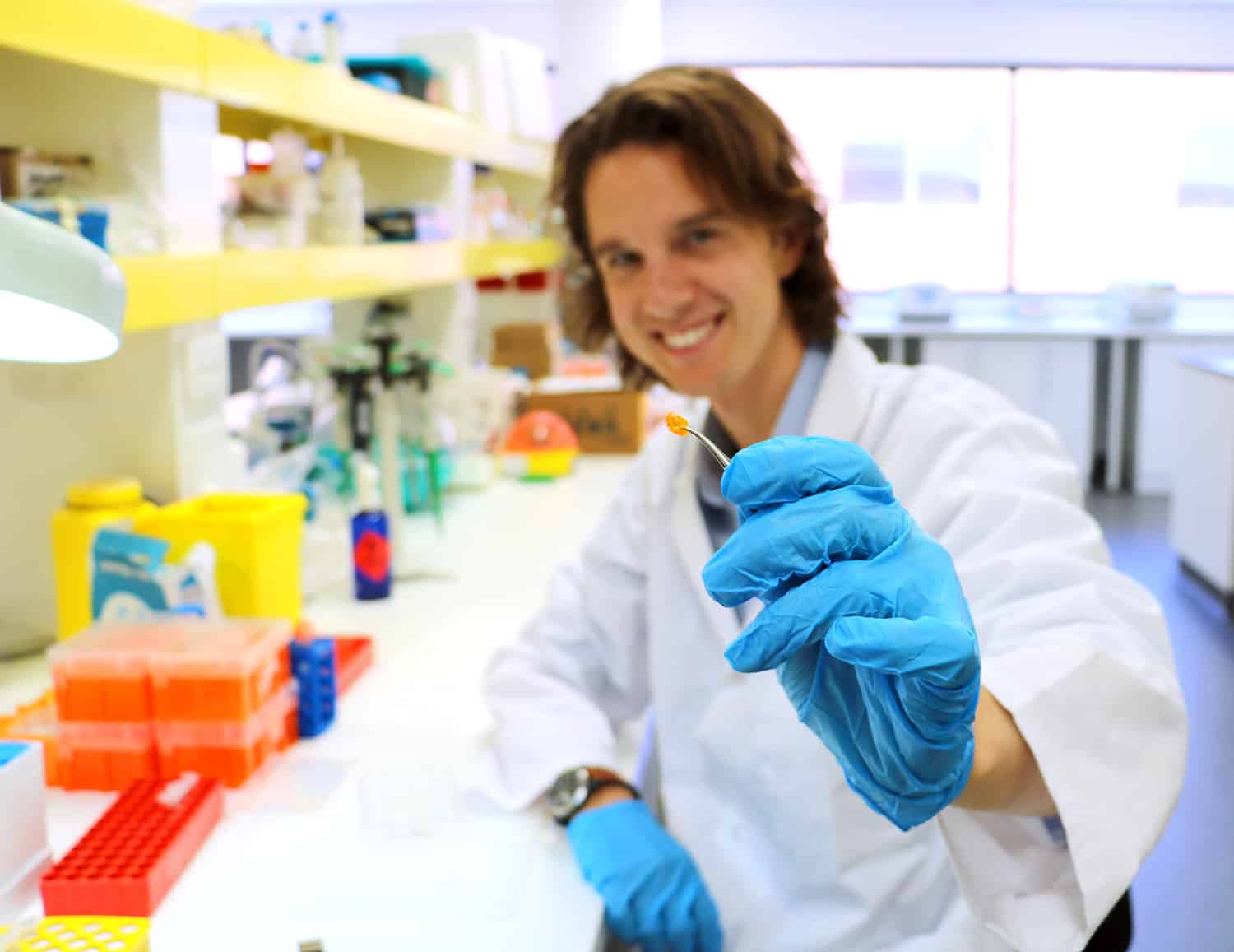 Ear Science Researcher With Silk Material