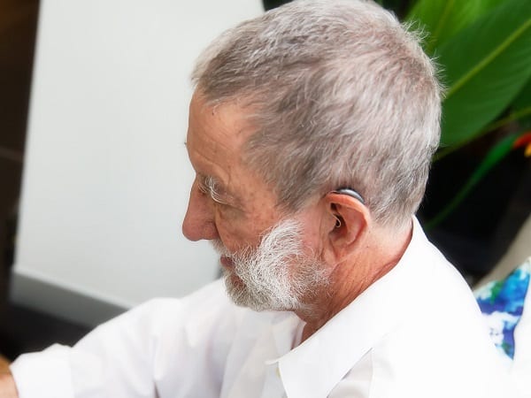 Older Patient Wearing Hearing Aids