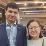 Adjunct Associate Professor Elaine Wong and Professor Sharath Sriram pose for a photograph at An Evening with Prof. Sharath Sriram.